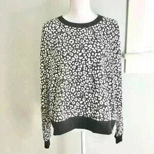 MICHAEL Michael Kors Basics Black & White Leopard Print Side Zip Sweatshirt